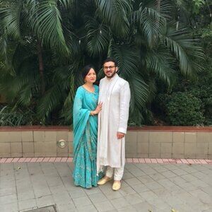 Cream colored Khameez, churidar and dupatta